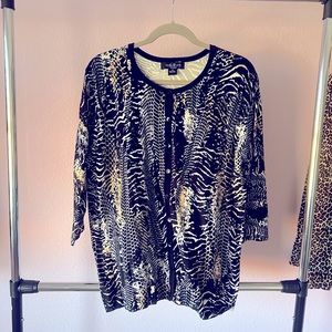 August Silk snakeskin print button up sweater